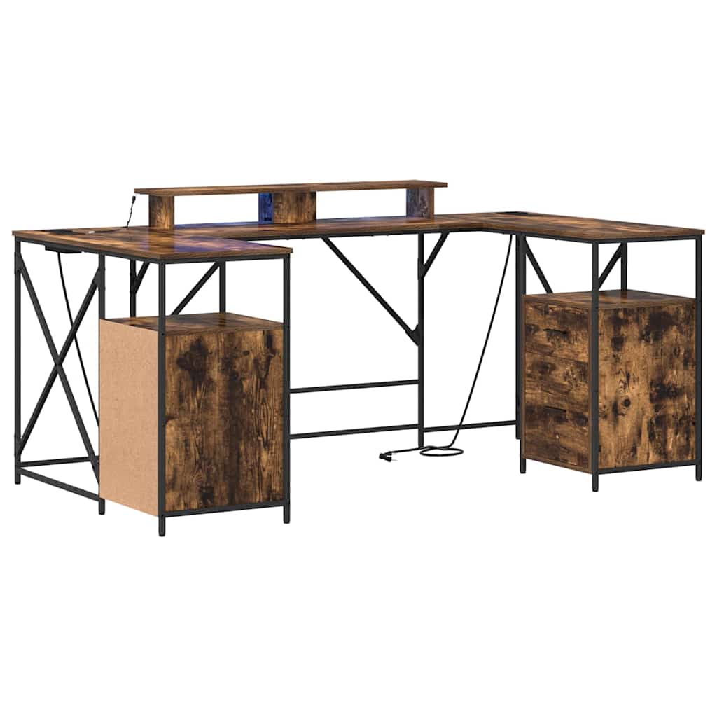 vidaXL Schreibtisch mit Regal Geräucherte Eiche 182 x 101 x 87,5 cm