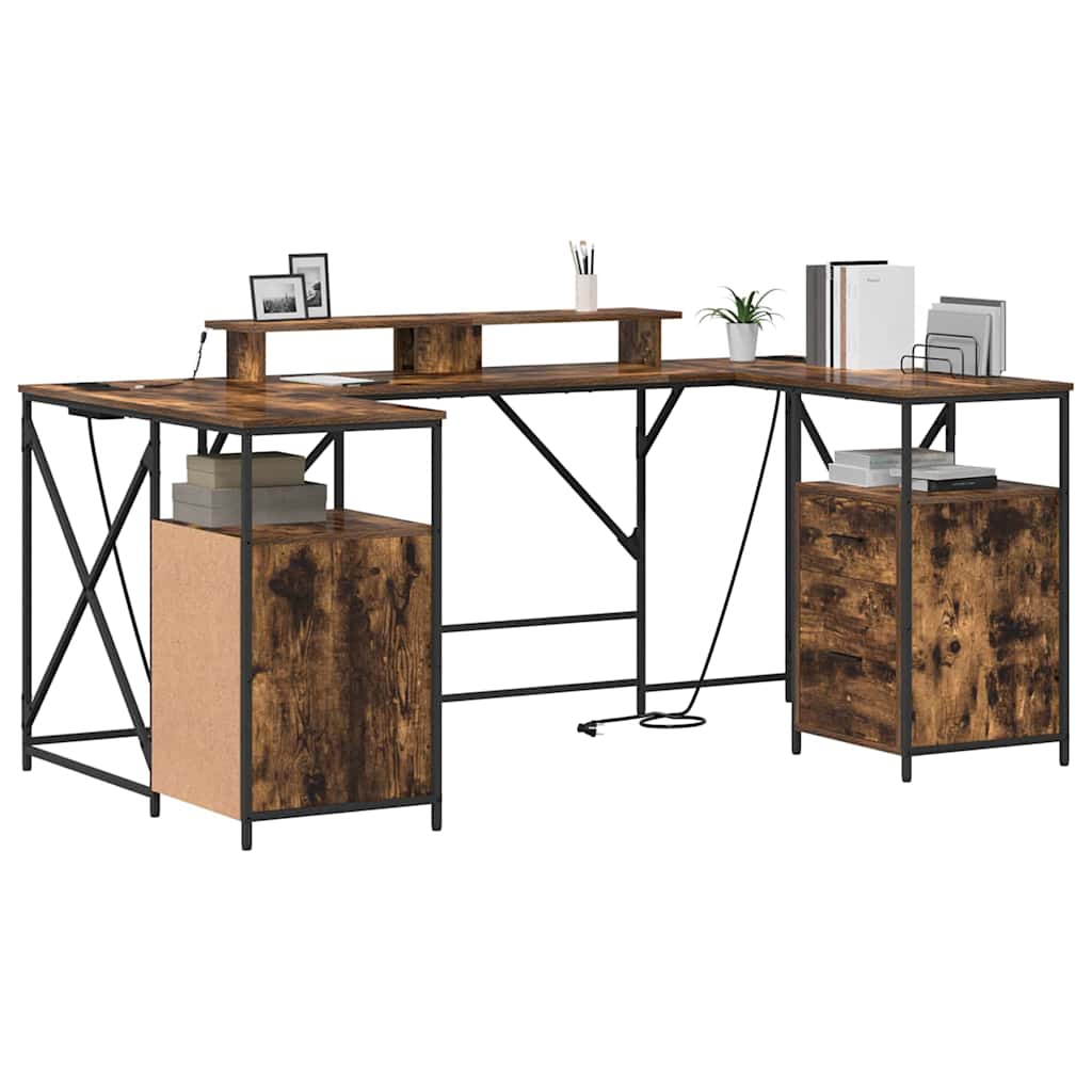 vidaXL Schreibtisch mit Regal Geräucherte Eiche 182 x 101 x 87,5 cm