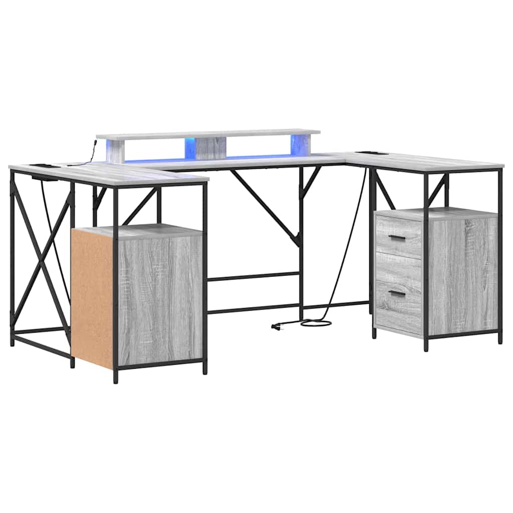 vidaXL Schreibtisch Graues Sonoma 182 x 101 x 87,5 cm Holzwerkstoff