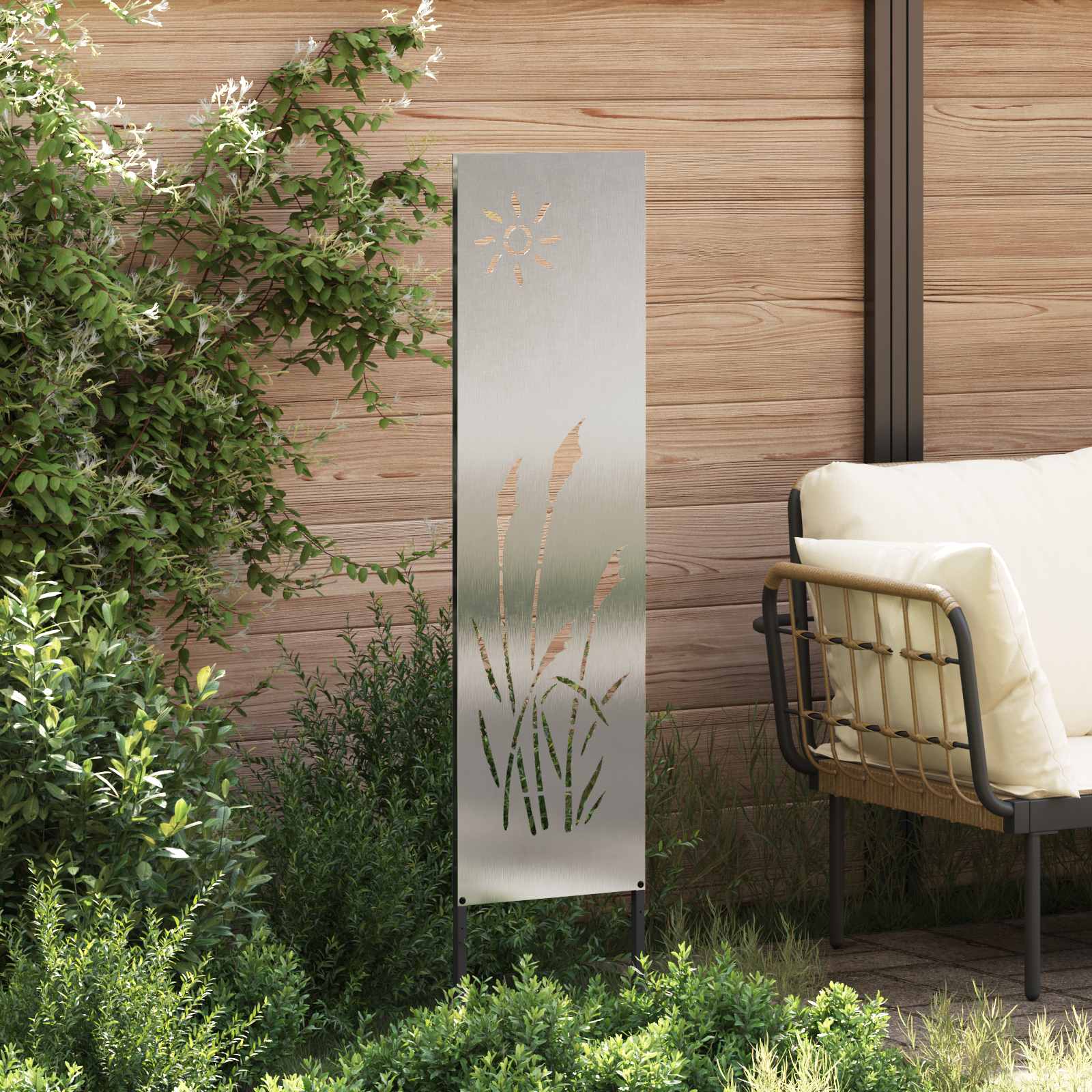 vidaXL Garten Sichtschutz-Leinwand Silber 32 x 140 cm Edelstahl