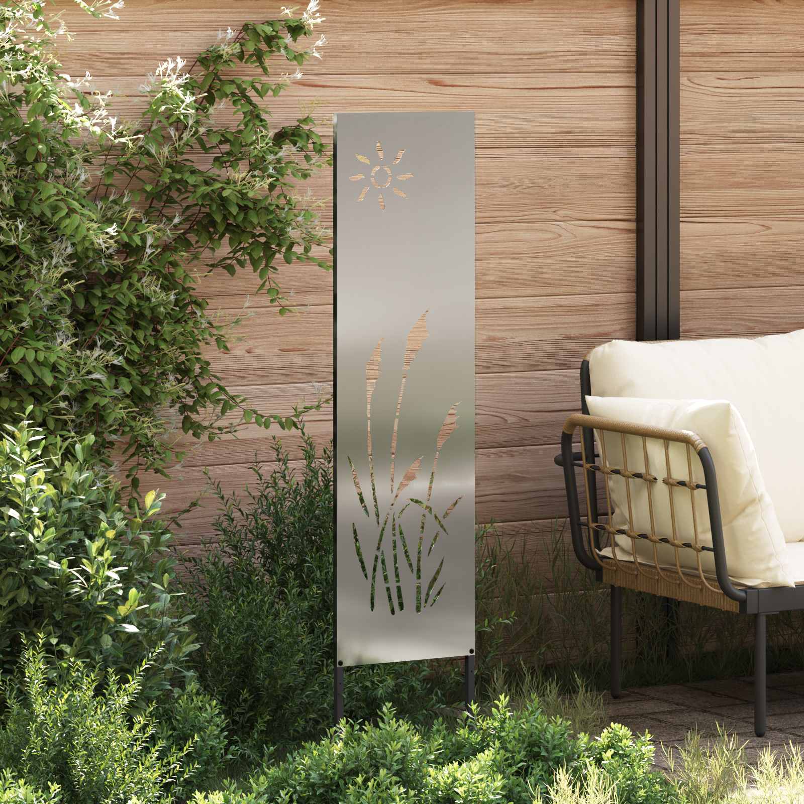 vidaXL Garten Sichtschutz-Leinwand Silber 32 x 140 cm Verzinkter Stahl