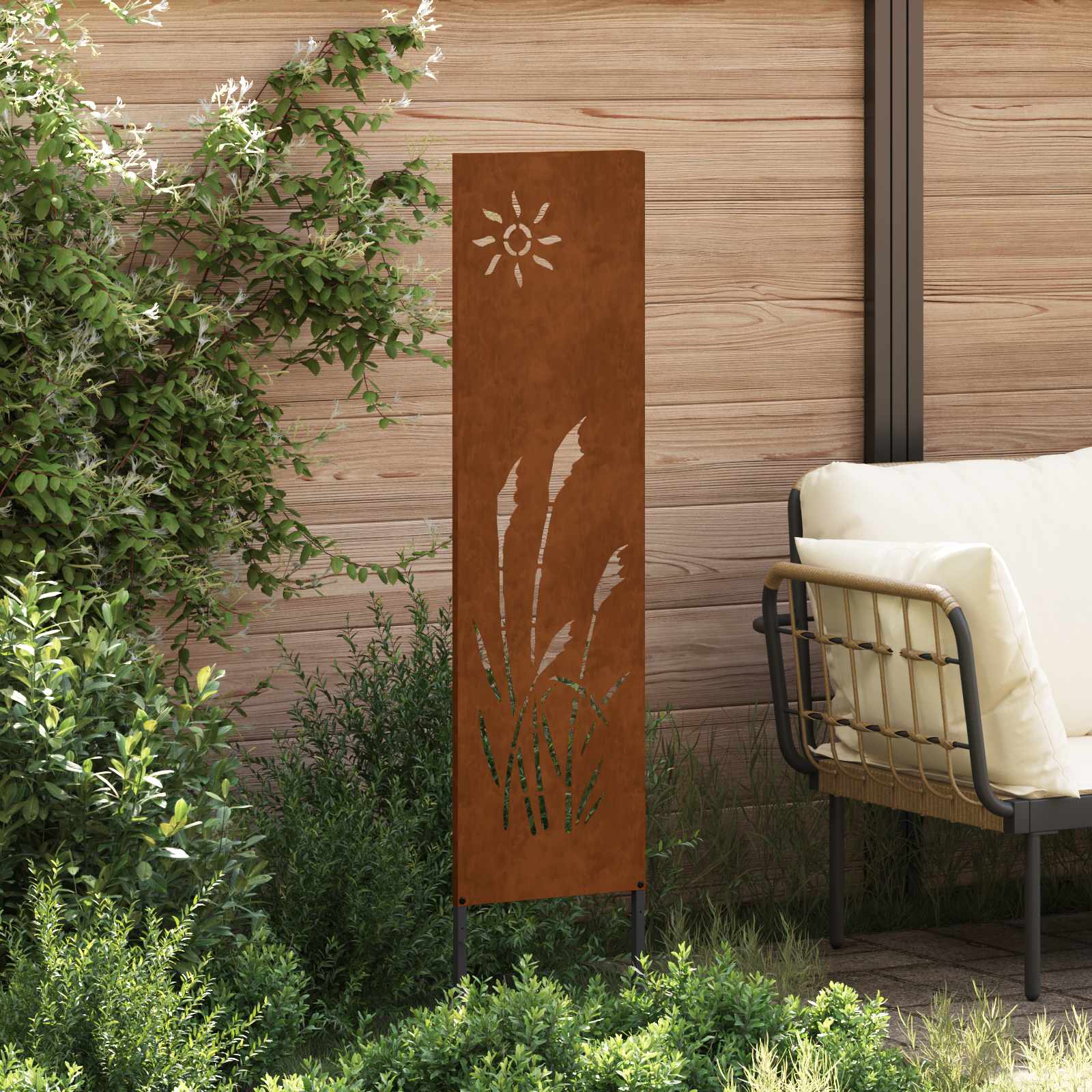 vidaXL Garten Sichtschutz-Leinwand Rostig 32 x 140 cm Wetterfeststahl
