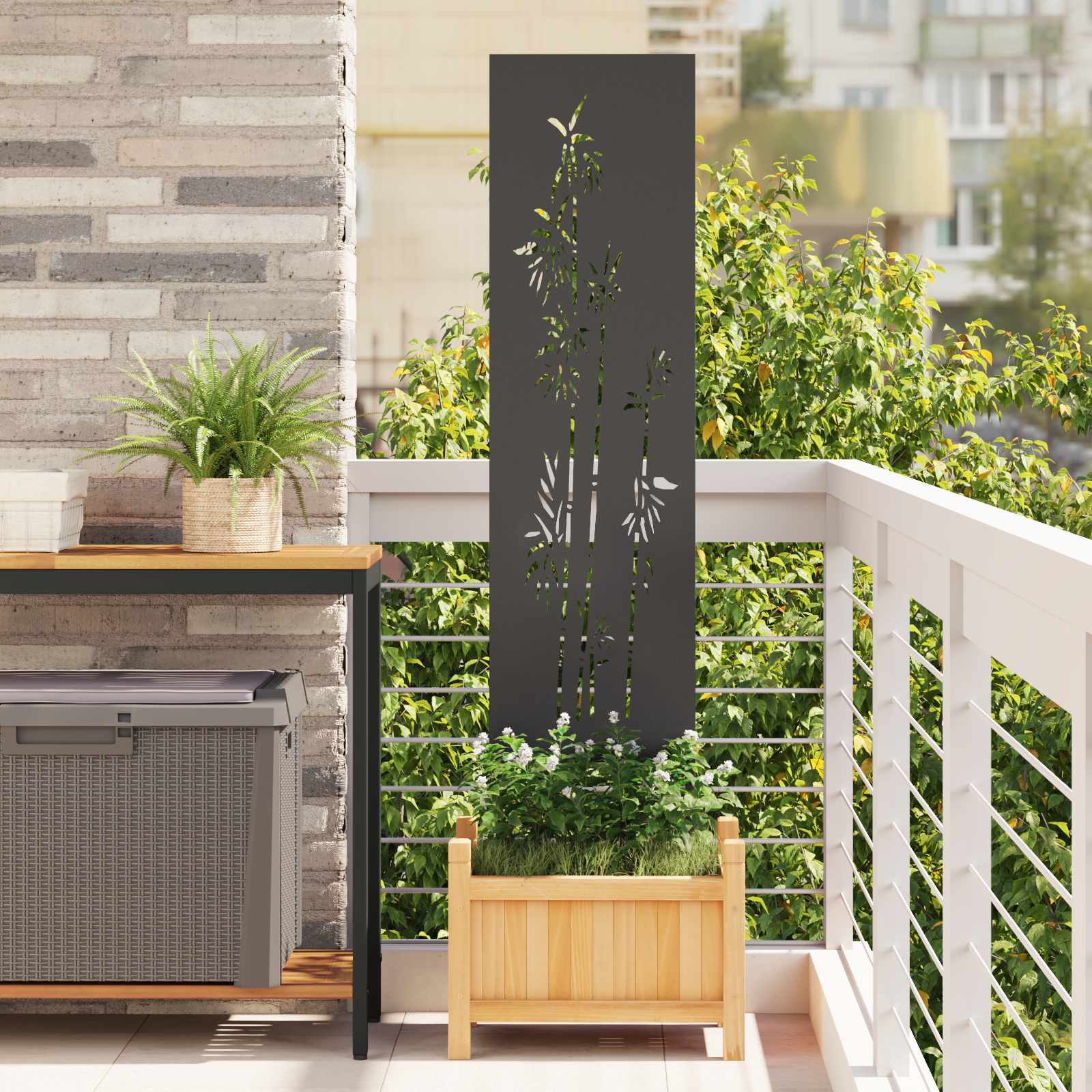 vidaXL Garten Sichtschutz-Leinwand Floral Schwarz 32 x 140 cm