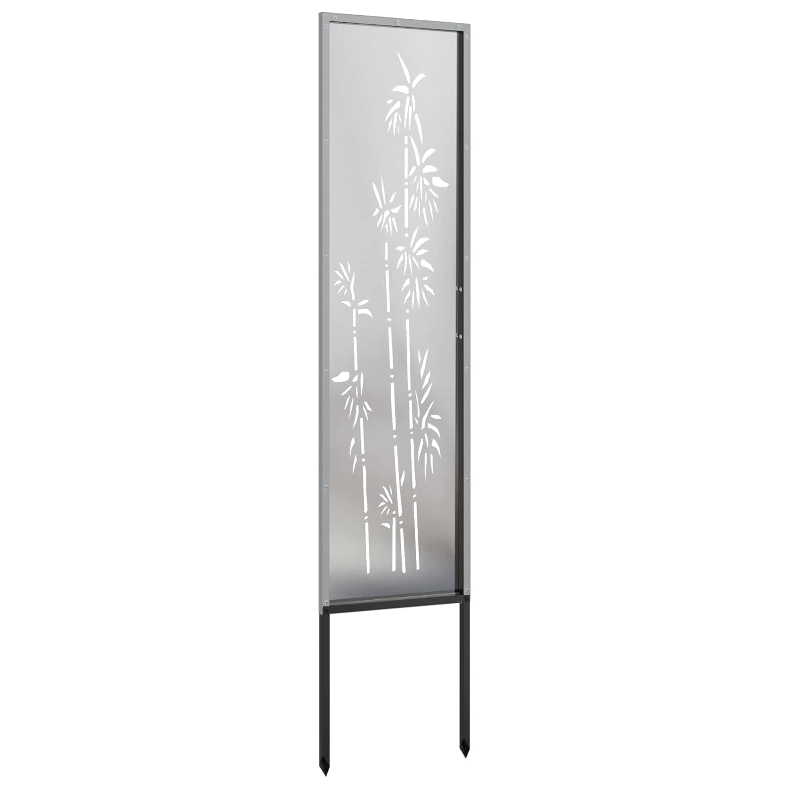 vidaXL Garten Sichtschutz-Leinwand Floral Silber 32 x 140 cm Edelstahl
