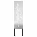 vidaXL Garten Sichtschutz-Leinwand Floral Silber 32 x 140 cm Edelstahl