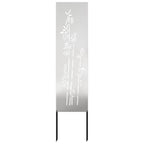 vidaXL Garten Sichtschutz-Leinwand Floral Silber 32 x 140 cm Edelstahl