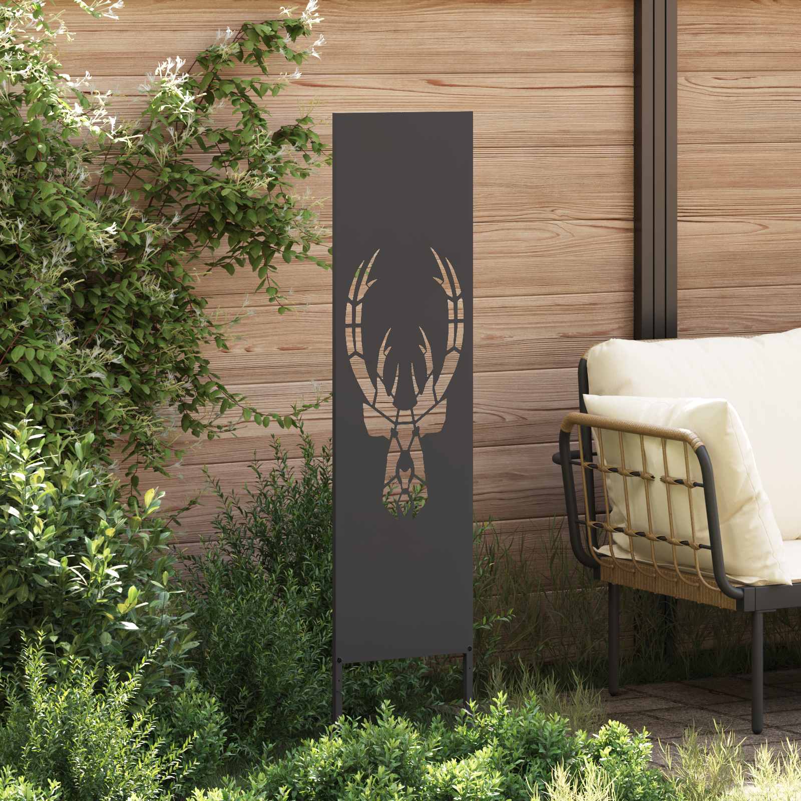 vidaXL Garten Sichtschutz-Leinwand Tiermuster Schwarz 32 x 140 cm