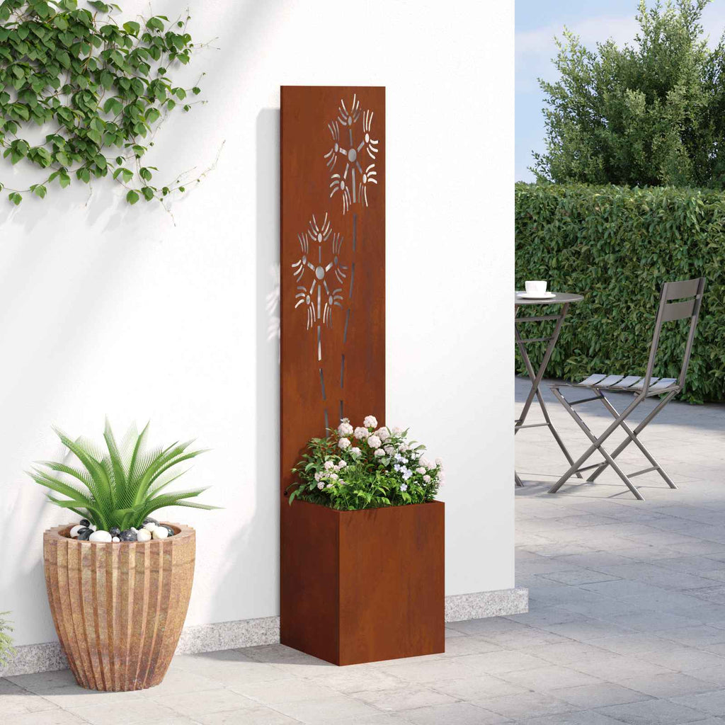 vidaXL Garten Sichtschutz-Leinwand Floral Rostig 32 x 32 x 150 cm