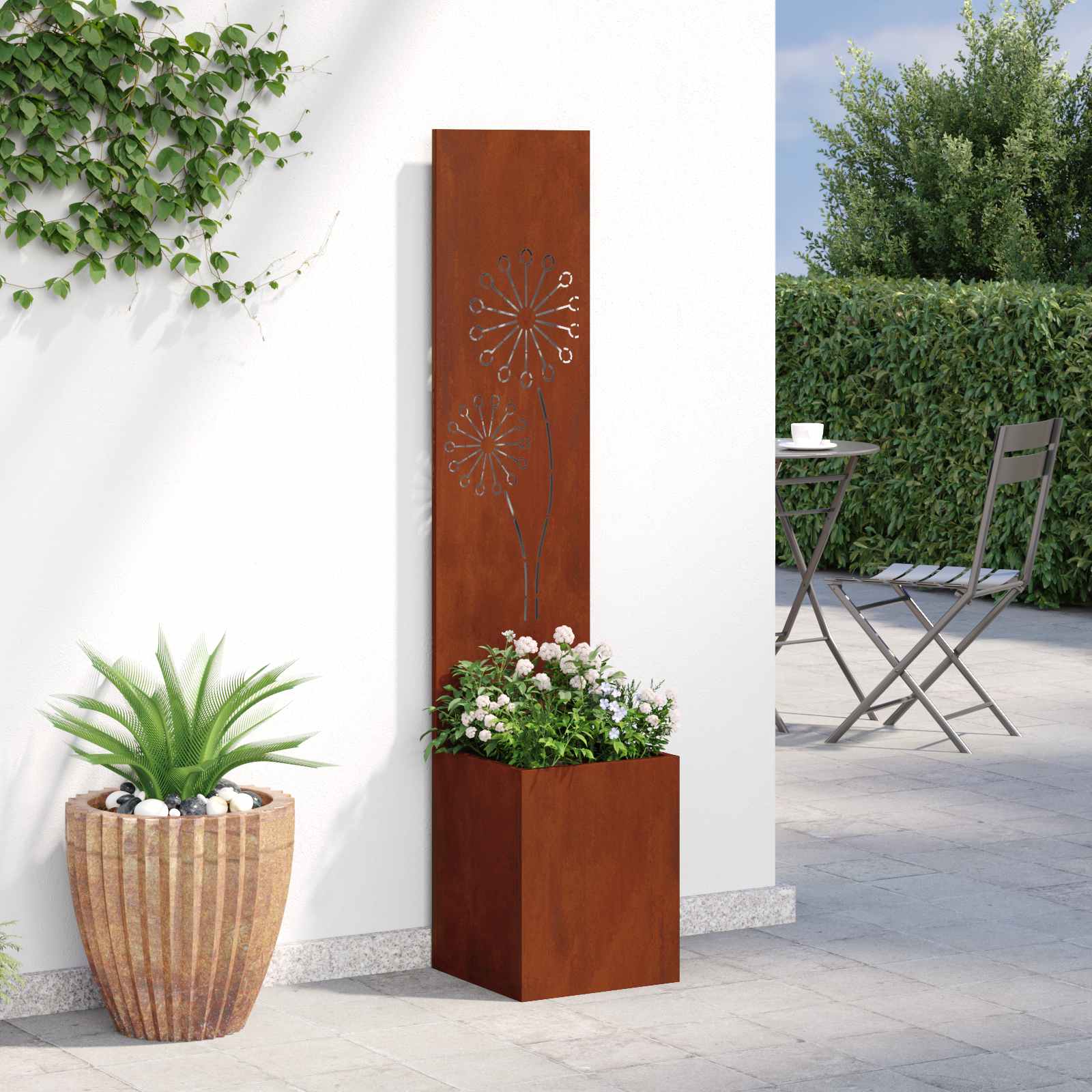 vidaXL Garten Sichtschutz-Leinwand Rostig 32 x 32 x 150 cm