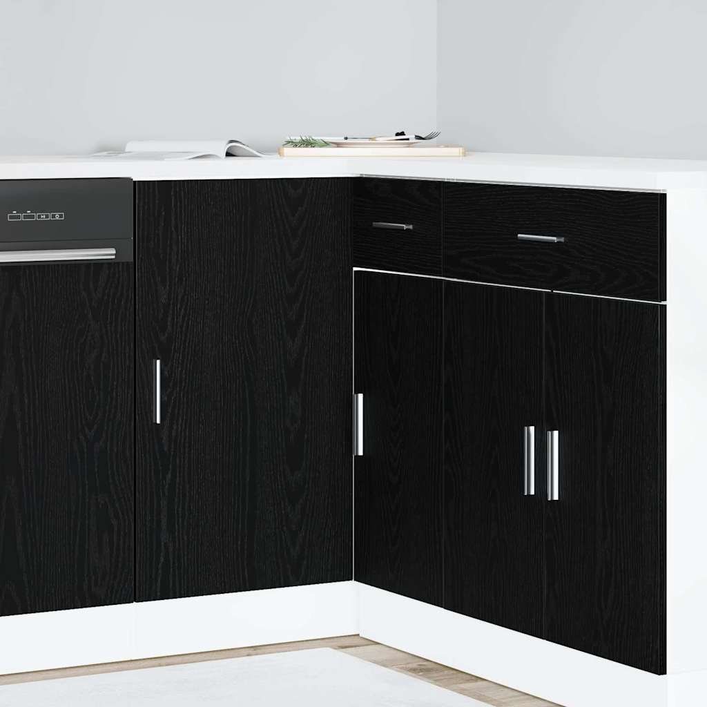 vidaXL Küchen-Eck-Basisschrank Schwarz Eichen-Optik 86 x 46 x 81,5 cm