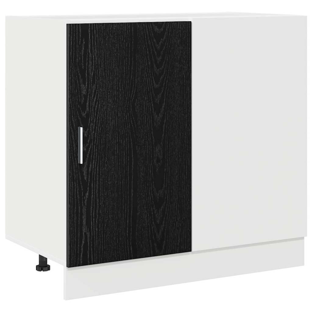 vidaXL Küchen-Eck-Basisschrank Schwarz Eichen-Optik 86 x 46 x 81,5 cm