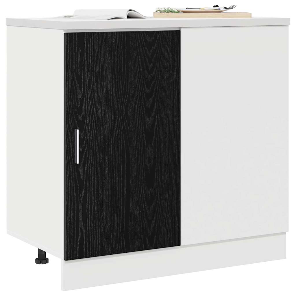 vidaXL Küchen-Eck-Basisschrank Schwarz Eichen-Optik 86 x 46 x 81,5 cm