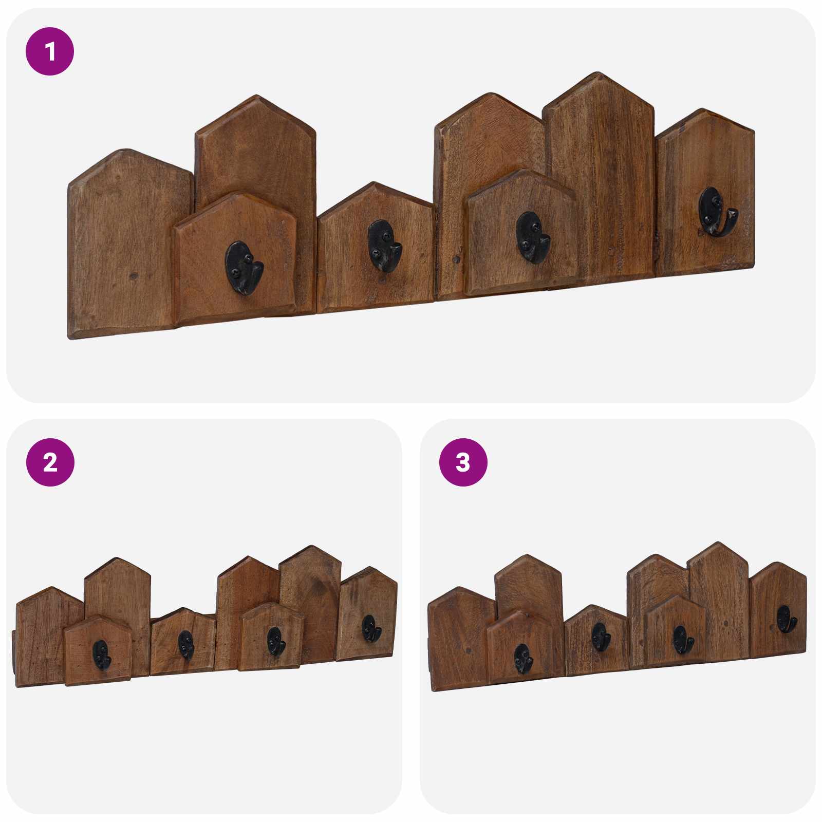 vidaXL Kleiderbügel Braun 48 x 8 x 15 cm Massives Mahagoni Holz