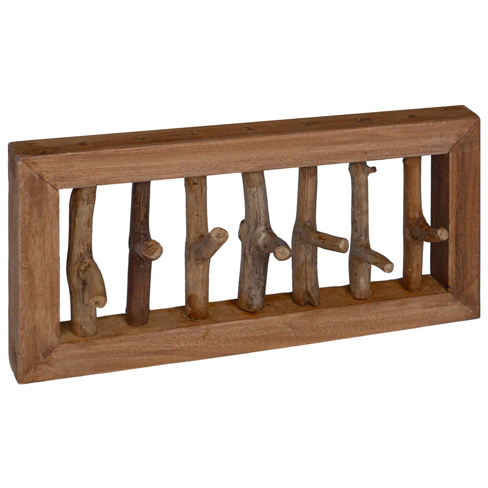 vidaXL Mantelhaken Natur 50 x 10 x 25 cm Massives Mahagoni Holz