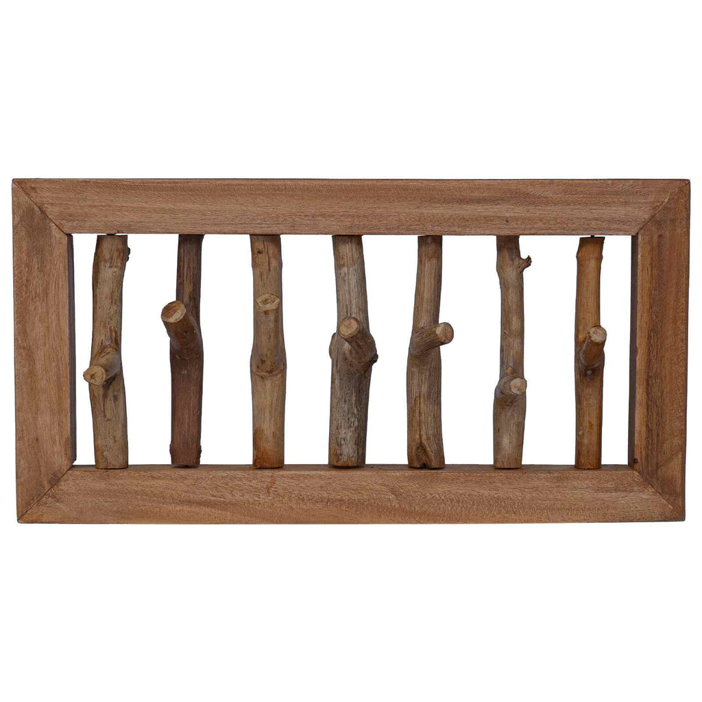 vidaXL Mantelhaken Natur 50 x 10 x 25 cm Massives Mahagoni Holz