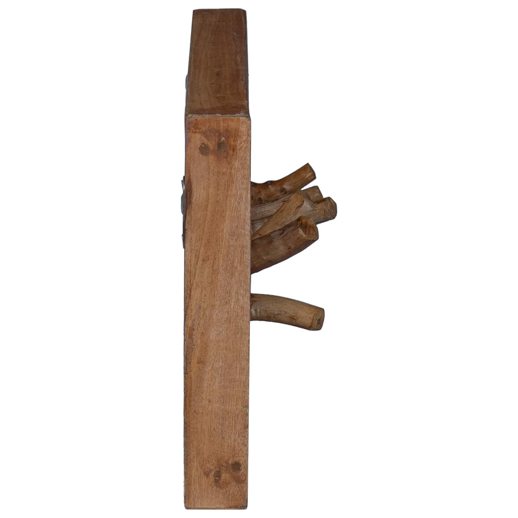 vidaXL Mantelhaken Natur 50 x 10 x 25 cm Massives Mahagoni Holz