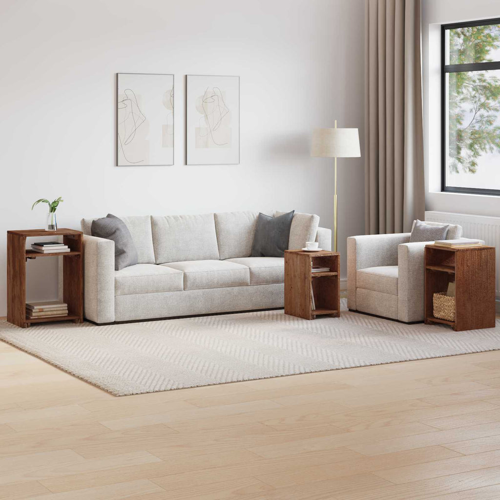 vidaXL Akzenttisch mit Regal 3 pcs Braun Massives Mahagoni Holz