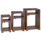 vidaXL Akzenttisch mit Regal 3 pcs Braun Massives Mahagoni Holz