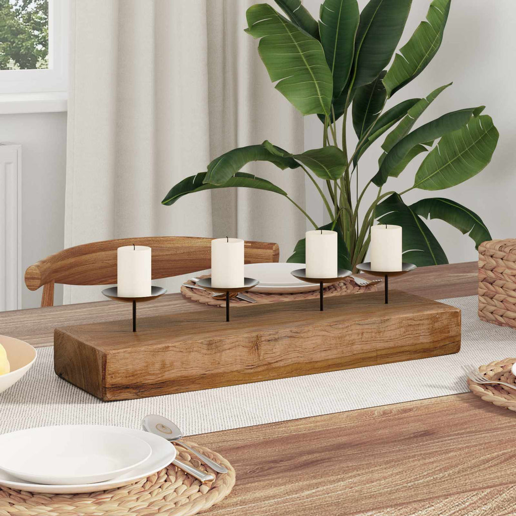 vidaXL Kerzenhalter Natur 50 x 15 x 10 cm Massivholz Teak