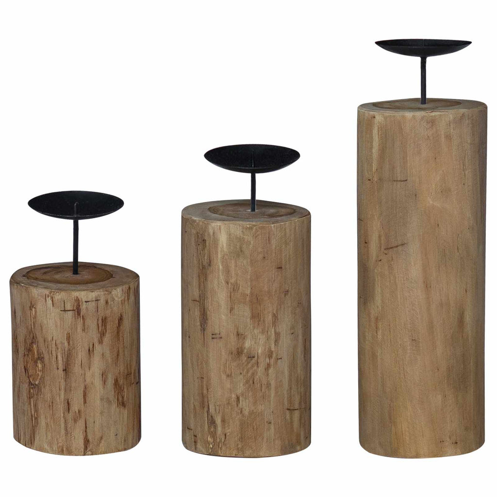 vidaXL Kerzenhalter 3 pcs Natur Massivholz Teak