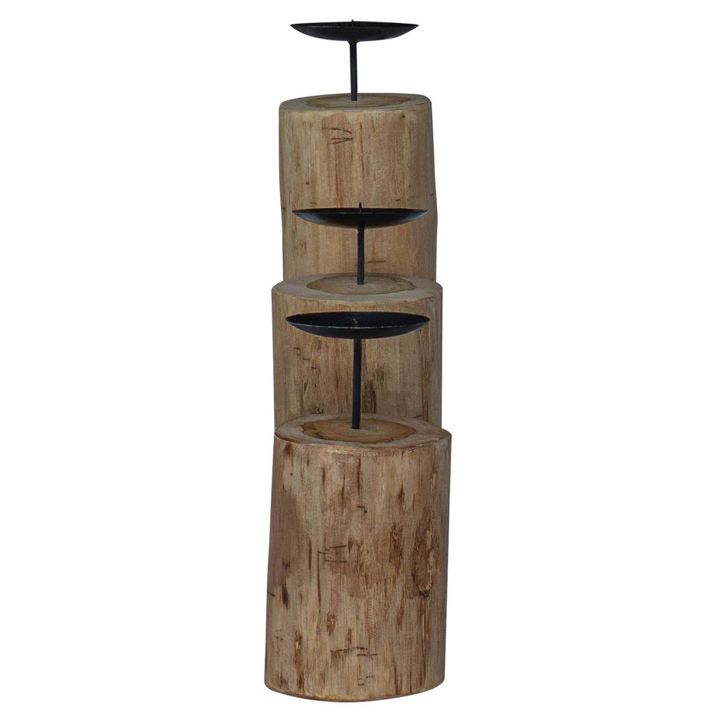 vidaXL Kerzenhalter 3 pcs Natur Massivholz Teak