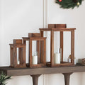 vidaXL Laterne 3 pcs Natur Mahagoni Holz