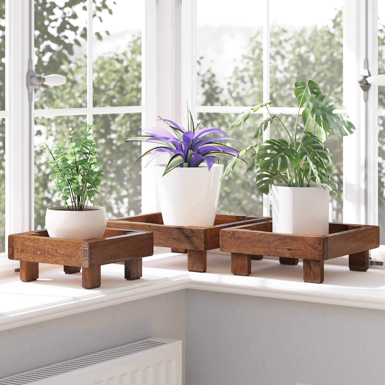 vidaXL Pflanzenständer 3 pcs Braun Mahagoni Holz