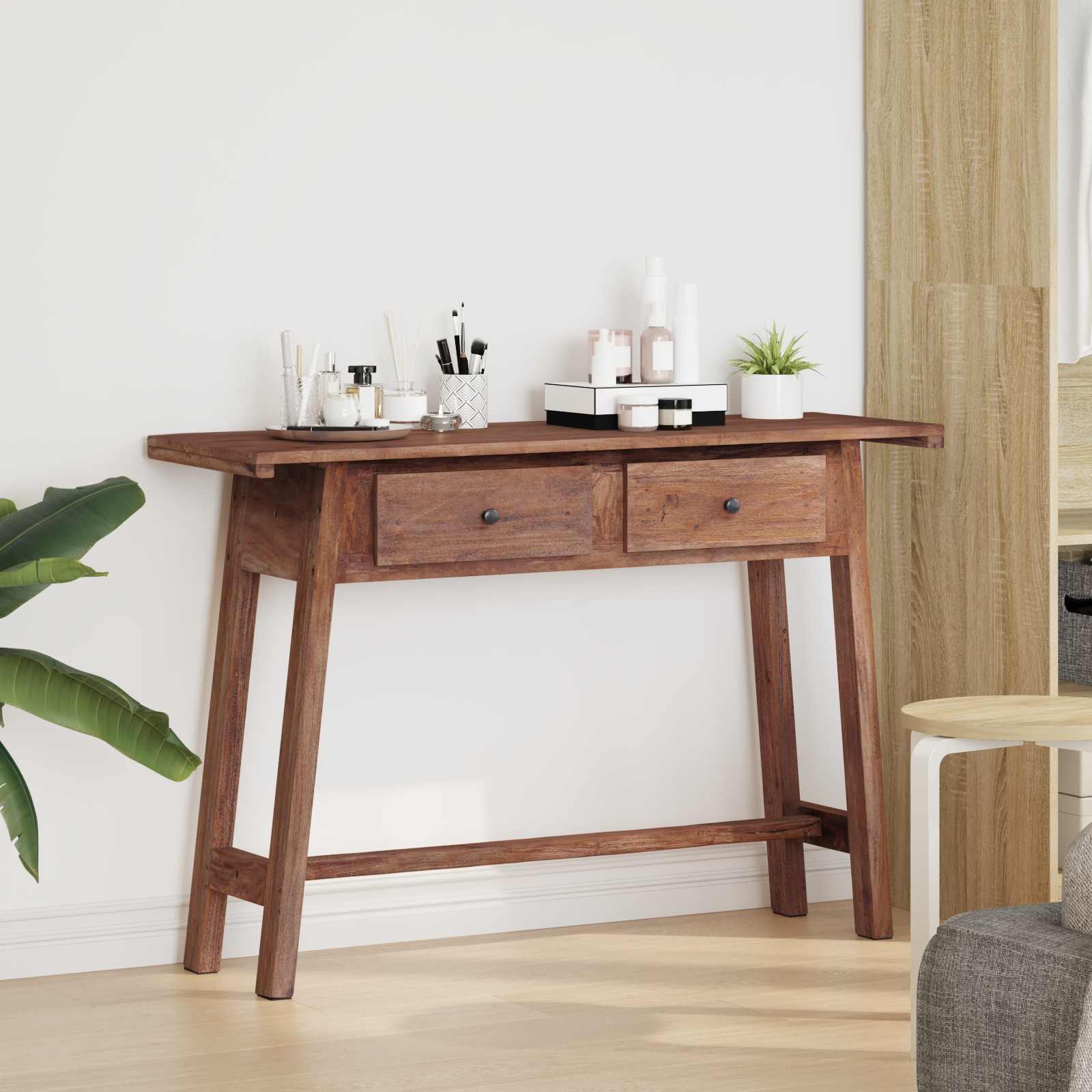 vidaXL Schreibtisch Braun 110 x 30 x 79 cm Massives Mahagoni Holz