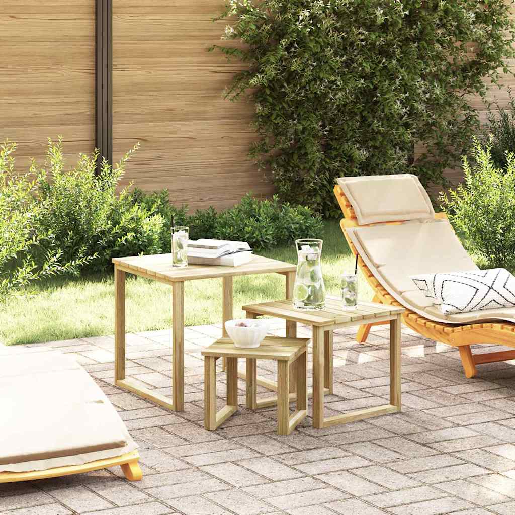 vidaXL Tisch 3 pcs Natur Imprägniertes Kiefernholz