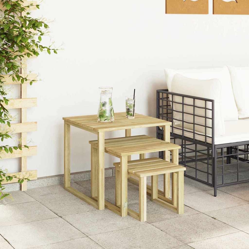 vidaXL Tisch 3 pcs Natur Imprägniertes Kiefernholz