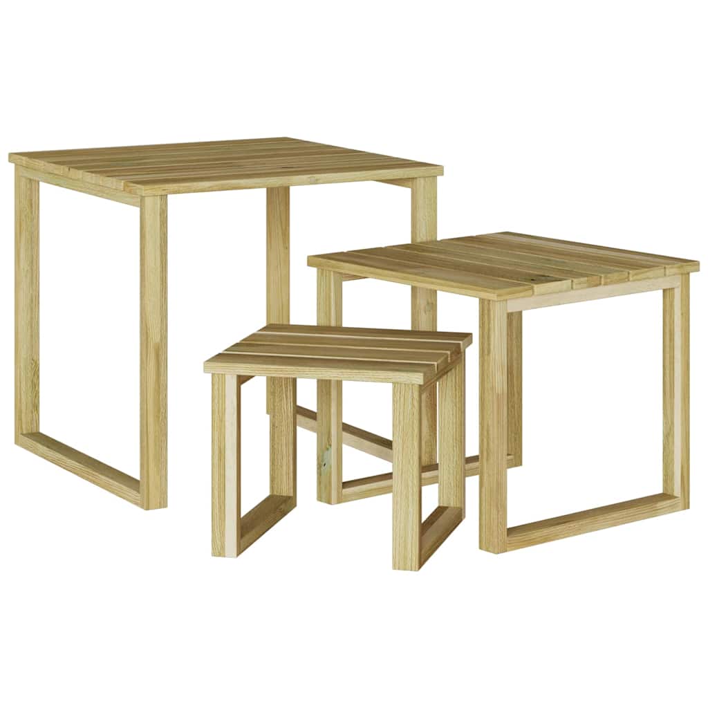 vidaXL Tisch 3 pcs Natur Imprägniertes Kiefernholz