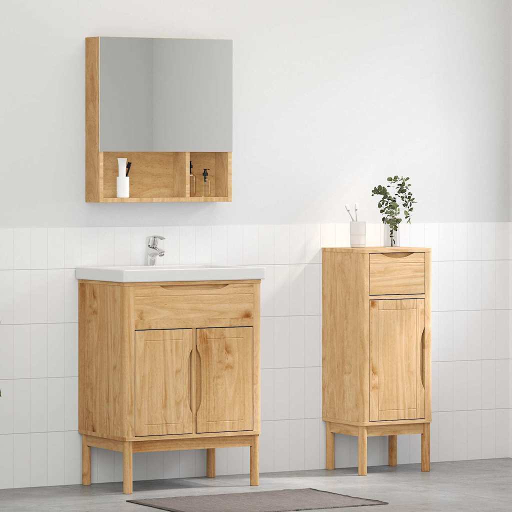 vidaXL Badezimmermöbel-Set FLORO 2 pcs Wachsbraun Massivholz Kiefer