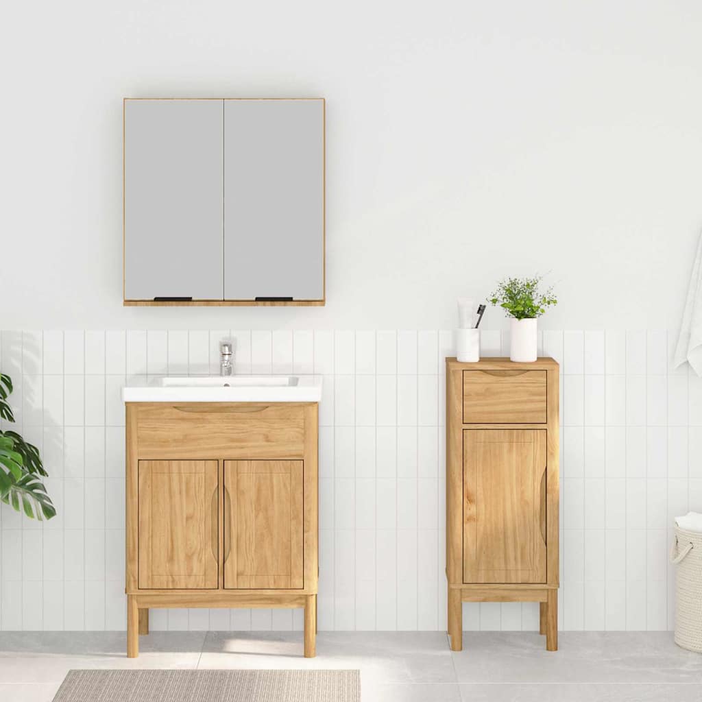 vidaXL Badezimmermöbel-Set FLORO 2 pcs Wachsbraun Massivholz Kiefer