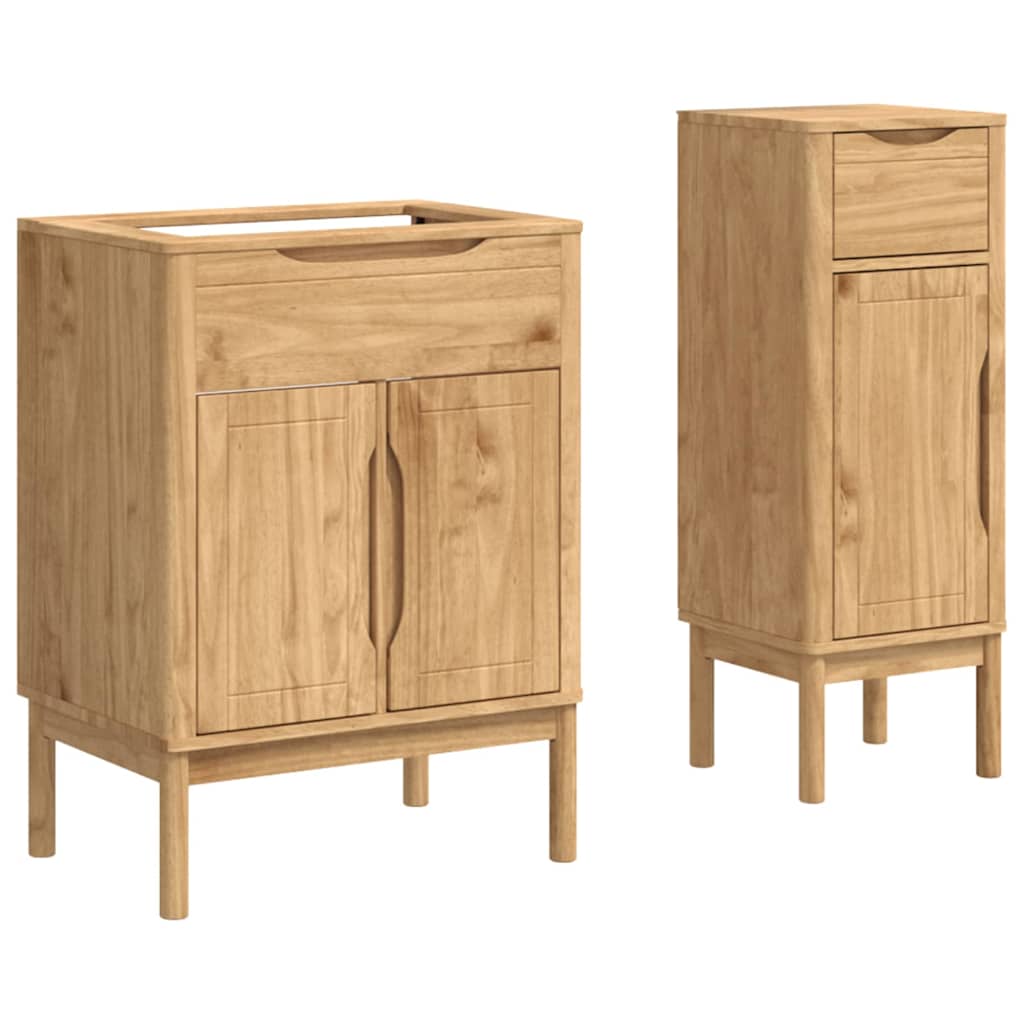 vidaXL Badezimmermöbel-Set FLORO 2 pcs Wachsbraun Massivholz Kiefer