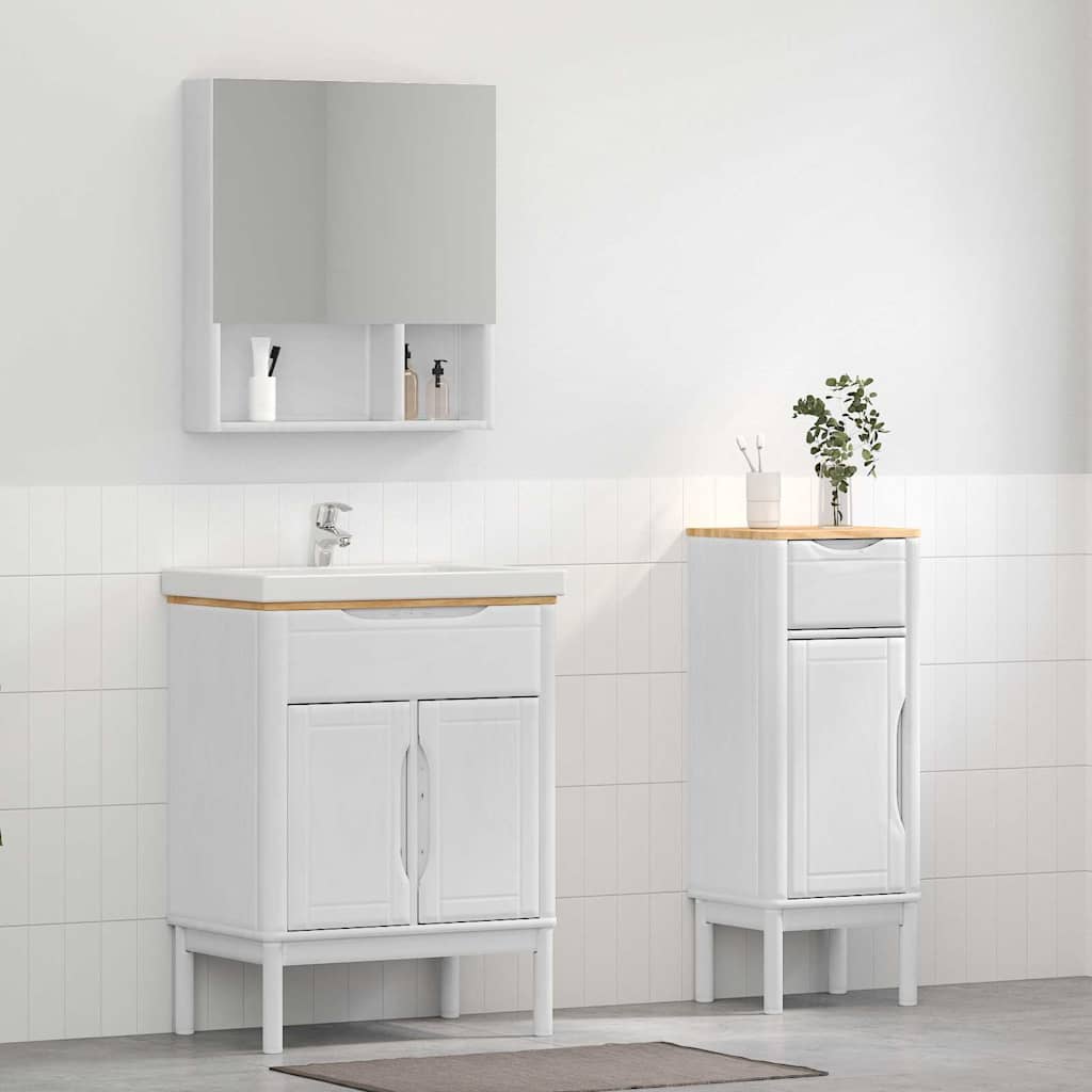 vidaXL Badezimmermöbel-Set mit Tür FLORO 2 pcs Weiß Massivholz Kiefer