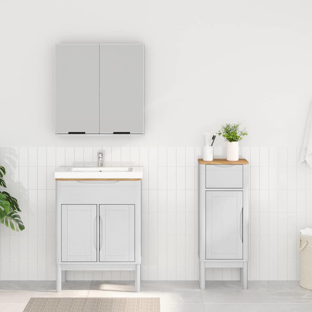 vidaXL Badezimmermöbel-Set mit Tür FLORO 2 pcs Weiß Massivholz Kiefer