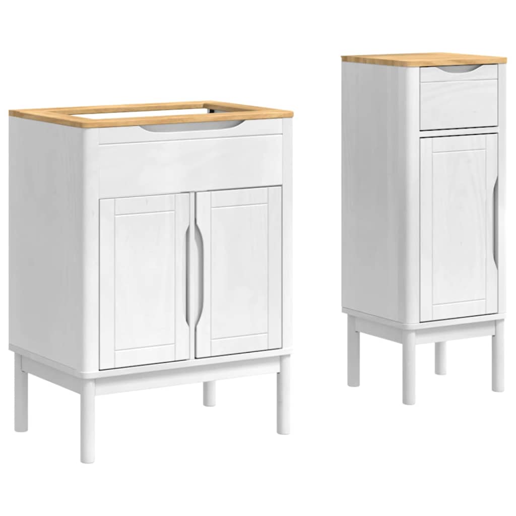 vidaXL Badezimmermöbel-Set mit Tür FLORO 2 pcs Weiß Massivholz Kiefer