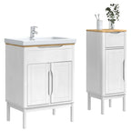 vidaXL Badezimmermöbel-Set mit Tür FLORO 2 pcs Weiß Massivholz Kiefer