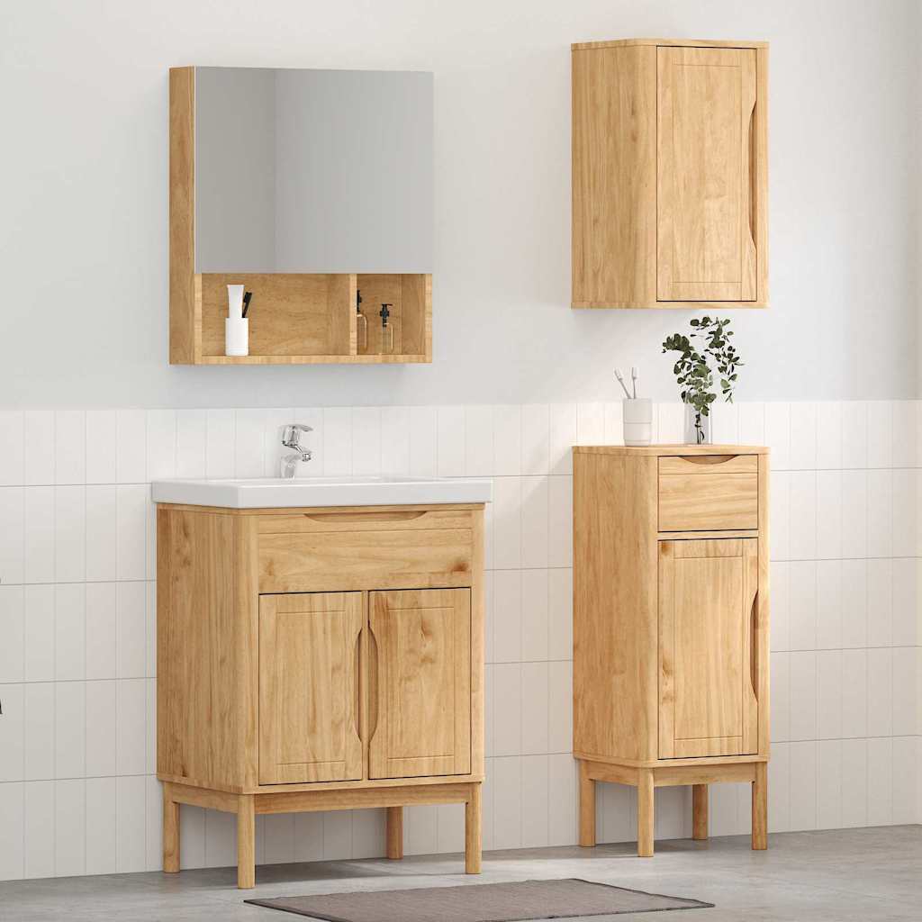 vidaXL Badezimmermöbel-Set FLORO 3 pcs Wachsbraun Massivholz Kiefer