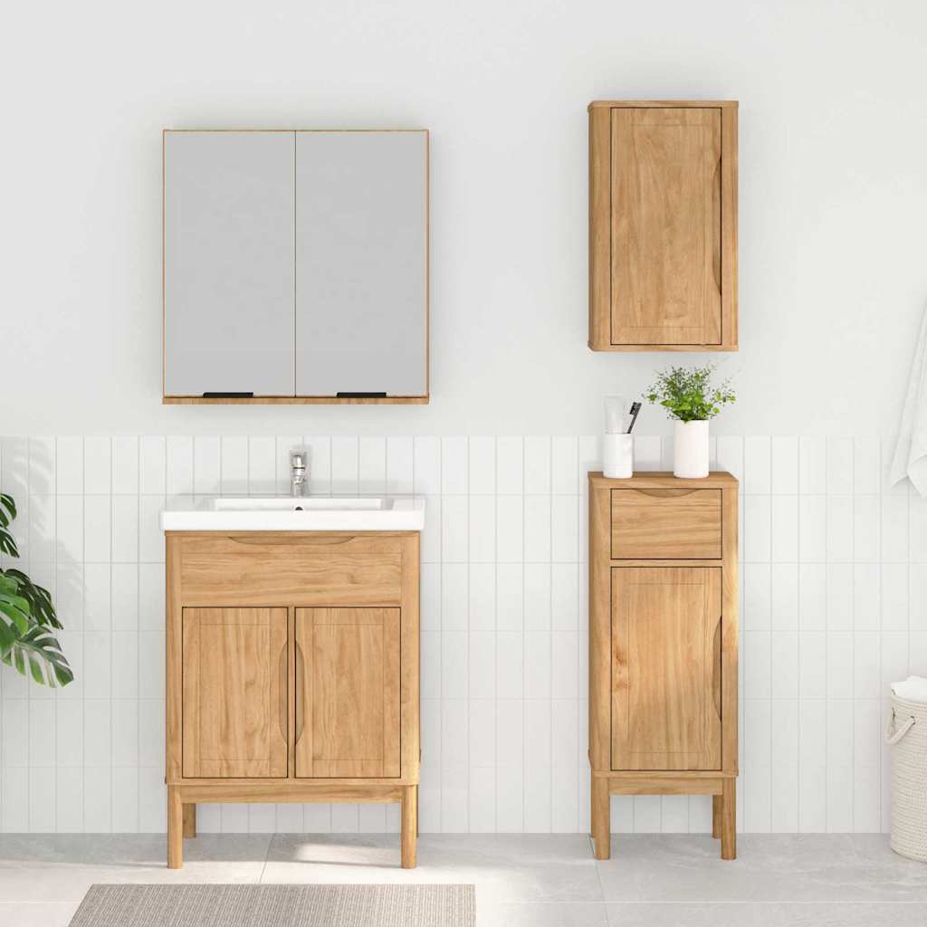 vidaXL Badezimmermöbel-Set FLORO 3 pcs Wachsbraun Massivholz Kiefer