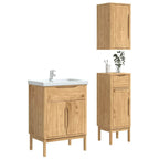 vidaXL Badezimmermöbel-Set FLORO 3 pcs Wachsbraun Massivholz Kiefer
