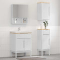 vidaXL Badezimmermöbel-Set mit Tür FLORO 3 pcs Weiß Massivholz Kiefer