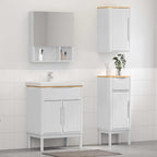 vidaXL Badezimmermöbel-Set mit Tür FLORO 3 pcs Weiß Massivholz Kiefer