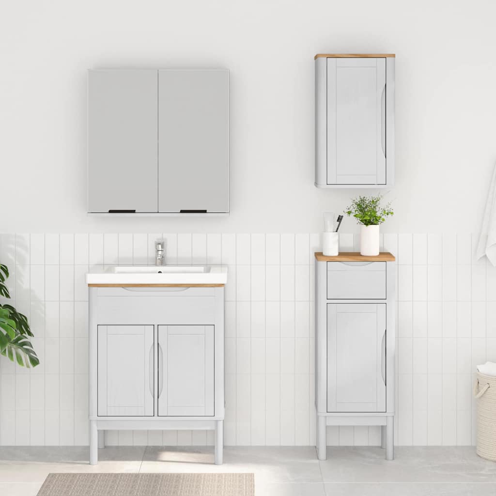 vidaXL Badezimmermöbel-Set mit Tür FLORO 3 pcs Weiß Massivholz Kiefer