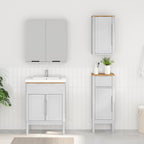 vidaXL Badezimmermöbel-Set mit Tür FLORO 3 pcs Weiß Massivholz Kiefer