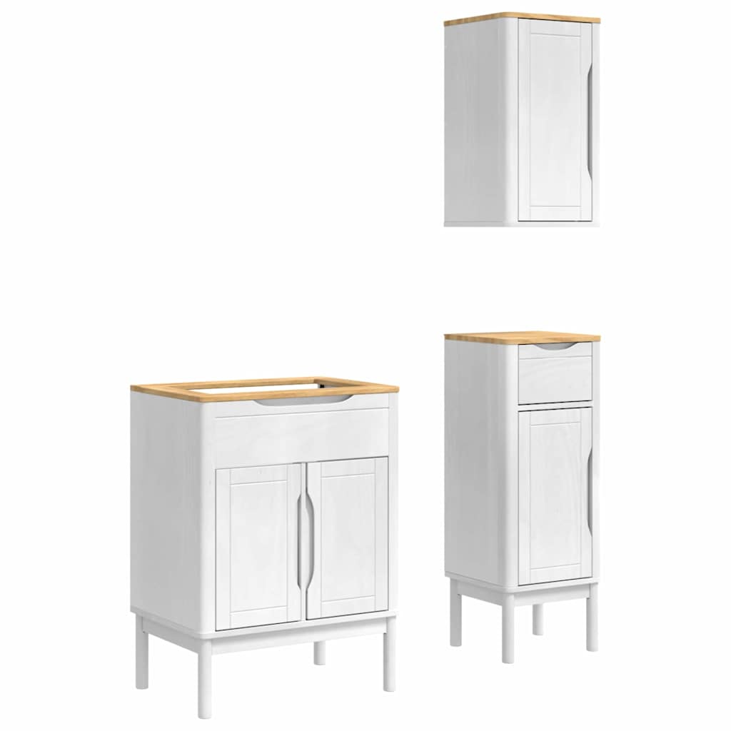 vidaXL Badezimmermöbel-Set mit Tür FLORO 3 pcs Weiß Massivholz Kiefer