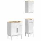vidaXL Badezimmermöbel-Set mit Tür FLORO 3 pcs Weiß Massivholz Kiefer