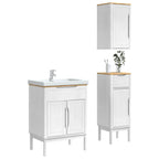 vidaXL Badezimmermöbel-Set mit Tür FLORO 3 pcs Weiß Massivholz Kiefer