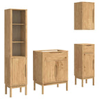 vidaXL Badezimmermöbel-Set FLORO 4 pcs Wachsbraun Massivholz Kiefer
