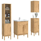 vidaXL Badezimmermöbel-Set FLORO 4 pcs Wachsbraun Massivholz Kiefer